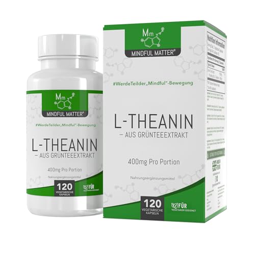 MM L Theanin | 120 L Theanin Kapseln - 1000mg L-Theanin - Hochdosiertes Grüntee-Extrakt mit 400mg L-Theanine pro Portion | Theanine L Theanine | Gentechnik-, Gluten-, & Allergenfrei