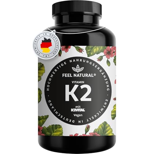 Vitamin K2 MK7-365 Kapseln - 200µg je Kapsel - Spitzenrohstoff K2VITAL® mit 99,7% All-Trans-MK7 - Hochdosiert, vegan, ohne Zusätze wie Magnesiumstearat - laborgeprüft, in Deutschland produziert
