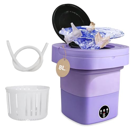 Mini Waschmaschine Faltbare,8L Camping Waschmaschine Klein mit Trockner,Effiziente Kleine für Babykleidung,Unterwäsche,Camping,Wohnmobile,Geschenke