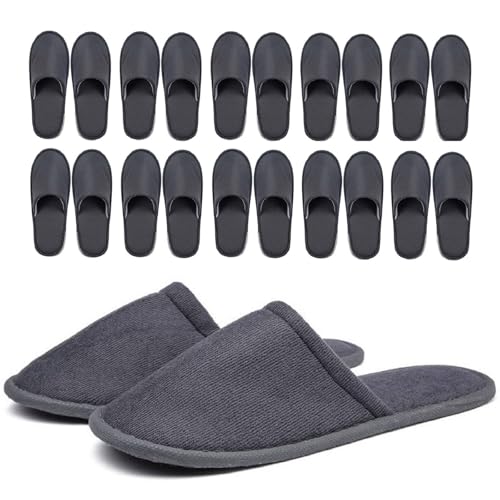 Kiuiom Spa Hotelslipper, Gästehausschuhe Set, Frottierslipper Pantoffeln Herren und Damen Hausschuhe Universalgröße Hausschuhe Badeslipper für Gäste Hotels Büro (10 Paar)