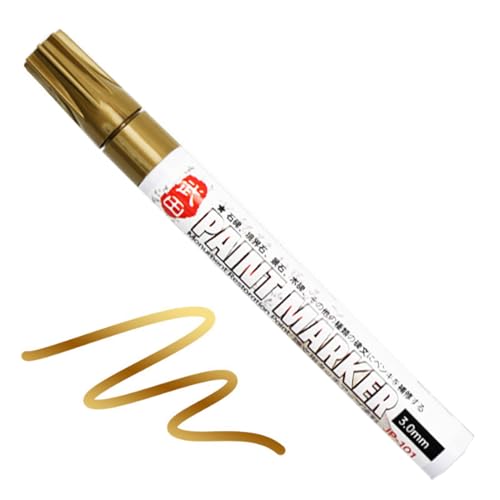Acryl Stifte Zum Malen Steine Grabstein Farbe Wetterfest Schrift Stift Permanent Marker Schnell Trocknend Wasserfest Stift Auf Ölbasis für Holz Metall Glas Reifenmalerei Fotoalben(Gold)
