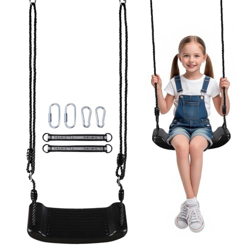 KIMIGO Schaukel Garten,Schaukelsitz,Höhenverstellbare Kinderschaukel Outdoor,Kinderschaukel Outdoor Indoor mit 2er Hängematte Gurte und 4er Karabinern,für Kinder Garten Indoor Camping