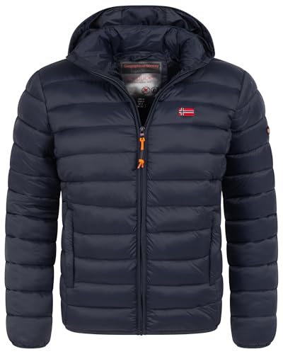 Geographical Norway Herren Winter Jacke warm gefüttert Parka Steppjacke Outdoor gesteppt, Farbe:Navy, Größe:XL