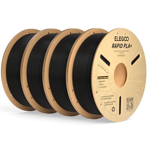 ELEGOO High Speed PLA+ Filament 1.75mm Schwarz 4 KG, Rapid PLA Plus 3D Drucker Speedy Filament, 600 mm/s Hochgeschwindigkeitsdruck, Maßgenauigkeit +/-0,02mm, 4kg Spule (8.8lbs)