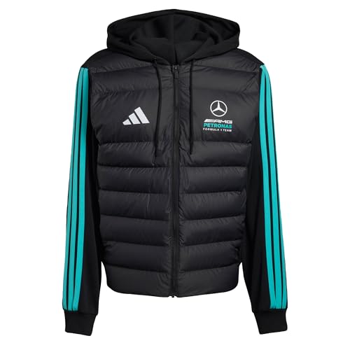 adidas Men's MERCEDES - AMG PETRONAS FORMULA 1 TEAM DNA PUFFER JACKET, black/semi mint rush, L