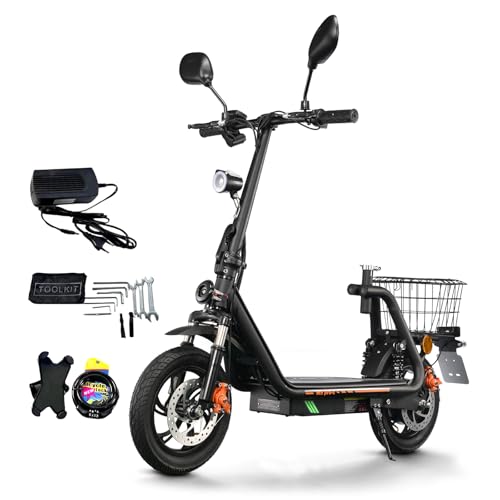 TWOFISH Elektroroller für Erwachsene, 500W E Scooter mit EEC Zulassung, 48V 13Ah Akku bis 30 km Reichweite, 12