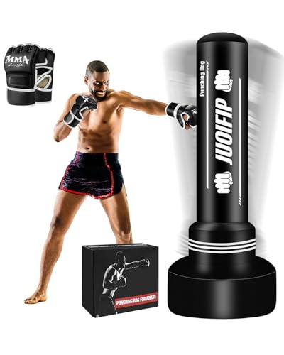 YORWHIN 180cm Boxsack Erwachsene mit Boxhandschuhen, Aufblasbare Boxsack Stehend Freistehende Kickboxsäcke Ausrüstung für das Training MMA Muay Thai Fitness zu verwenden