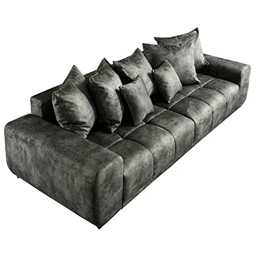 Riess Ambiente Big Sofa ELEGANCIA 285cm moosgrün Microfaser XXL Couch inkl. Kissen Federkern