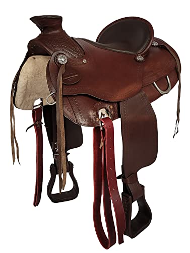 A&M Reitsport Westernsattel Kuba aus Büffelleder hoher Qualität Neu Roping Sattel, Größe:16 Zoll