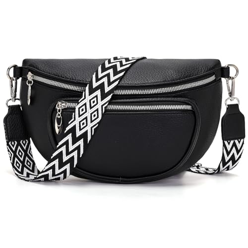 Snmoec bauchtasche damen schwarz umhängetasche damen mittelgroß crossbody bag Passende Handytasche schöne bauchtasche handtasche mittelgroß