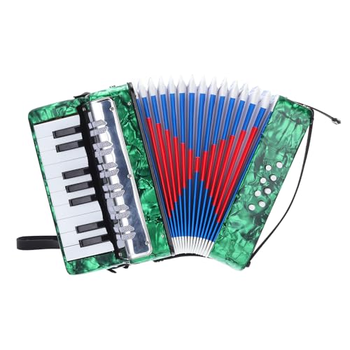 QUARKZMAN Akkordeon, 17 Tasten 8 Bassknopf Ziehharmonika Mini Musikinstrument Leicht für Erwachsene Anfänger Bildung, Grün