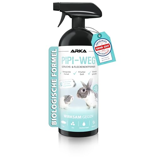 ARKA Nagerkäfig Reiniger Spray 750 ml – Biologischer Geruchs- & Fleckenentferner gegen Urin, KOT & Tiergerüche – Enzymreiniger für Kleintierkäfig & Gehege – PIPI