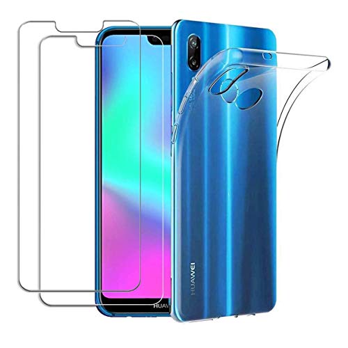 iLiebe Huawei P20 Lite Hülle + Panzerglas,[1 Hülle + 2 Panzerglas] Schutzhülle Handyhülle Kratzfeste Soft TPU Bumper Case Cover ,[2 Pack] 9H Panzerglas Hartglas Glas Display Schutzfolie