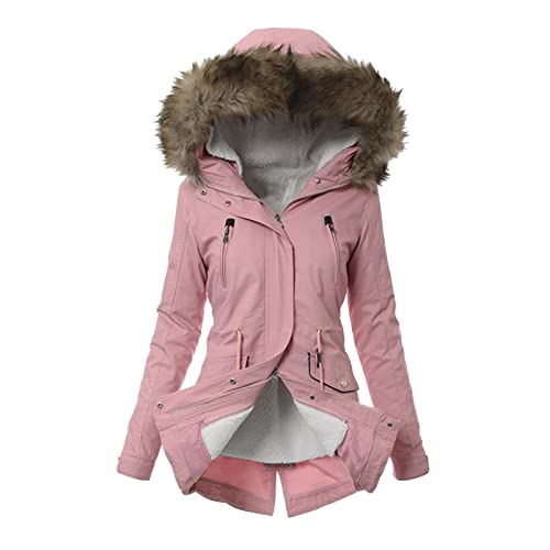 YEBIRAL amazon coupons rabatt Winterparka Damen Lang Wintermantel Warm Winter Jacke Dicker Parka mit Fell Kapuze Outdoor Jacke Oversized Mantel Winterjacke Steppmantel Fleece Jacken Strickjacke