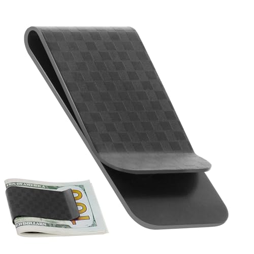 Unikeen Carbon Fiber Geldklammer, Schwarz Geldklammer aus Metall Tragbare einfache Geldscheinklammer für Bargeld Rechnungen Karten Dokumente Banknote Geldscheine Visitenkarte Kreditkarte