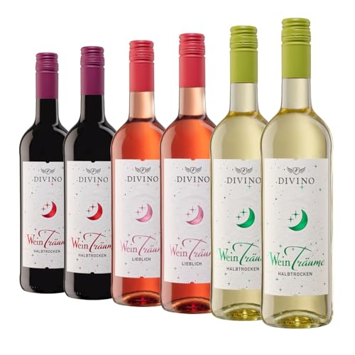 DIVINO Weinträume Wein Probierpaket - Cuvee Rot, Cuvee Weiß & Cuvee Rosé - Deutsche Weine von der fränkischen Premiumgenossenschaft (6 x 0,75l)