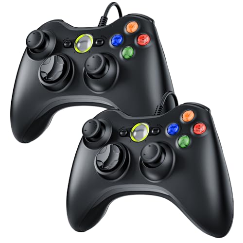 Zexrow Controller für Xbox 360 – 2er Kabelgebundener Gamepad mit USB-Kabel, Vibrationsfeedback & Präzisen Analogsticks – Kompatibel mit PC/Windows 11/10/8/7/XP, Sofortige Plug-and-Play-Funktion