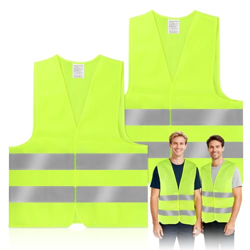 KEWUZY Warnwesten Auto, 2 Stück, Sicherheitsweste, Reflektorweste Auto Pannenweste, für Autofahrern Fahrern Arbeitskräften, Gelb