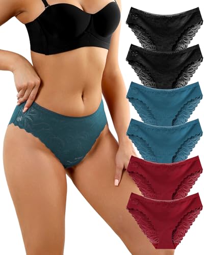 Aijolen Unterhosen Damen Spitze Nahtlose Unterwäsche Frauen Seamless Slips Bequeme Hipster Panties Atmungsaktiv Pantys Underwear Women Mehrpack 6er Pack