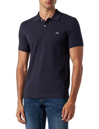 Gant Herren Slim Shield SS Pique Polo Polohemd, Evening Blue, Standard
