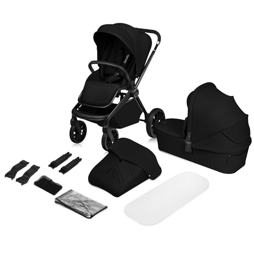 LIONELO MIKA PLUS 3-in-1 Buggy 0-48 Monate bis zu 22 kg Babywagen bis zu 9 kg Kindersitz Babytrage bis zu 13 kg, Rückenlehne verstellbar, Dämpfung, 360° Räder, XXL-Verdeck