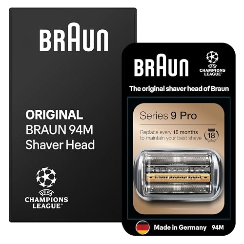 Braun Series 9 Pro Scherkopf für Elektrorasierer, ORIGINAL Ersatzscherteil vom Hersteller passend für Braun Herren Rasierer Series 9 Pro, 94M, chrom, 1er Pack, Unbedruckte Kartonverpackung