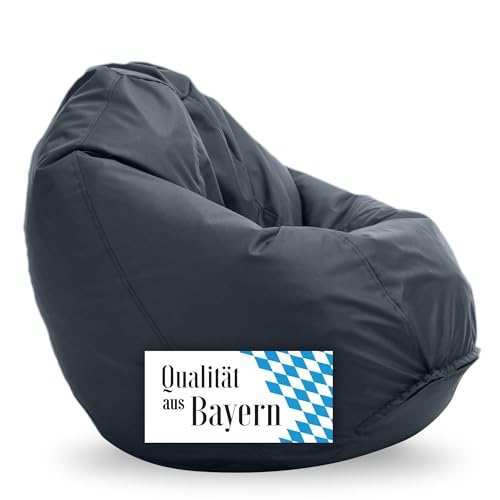 Bruni Bean Bag Classico M in Grau - Sitzsack Outdoor und Indoor mit Innensack zum Zocken & Lesen, Abnehmbarer Bezug, lebensmittelechte EPS-Perlen als Bean-Bag-Füllung, aus Deutschland
