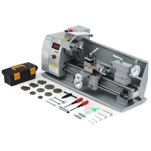 CREWORKS Metalldrehmaschine 750W Drehmaschine 8x16 Zoll Tischdrehmaschine 210x400MM Drehbank Metall 2500 RPM Mini-Metalldrehmaschine für Metallbearbeitung Metal Lathe (8 x 16 Zoll)