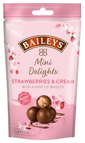 Baileys Chocolate Mini Delights Strawberries & Cream | 1 x 102 g | zartschmelzende Mini-Pralinen | Pralinen Geschenk | gefüllt mit Baileys Likör