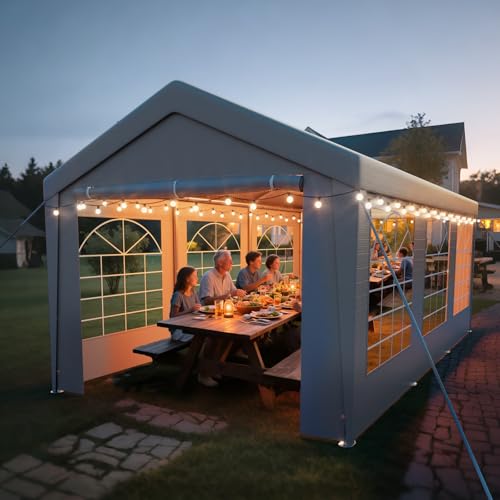 arvioo Pavillon 3x6, Mach Dein Garten zur Partyzone, Partyzelt mit 2 Seitenwänden & 2 Giebelteilen, UV-beständig & Wasserdicht, Festzelt aus Verzinkte Stahlgestänge & PE-Plane (Grau)