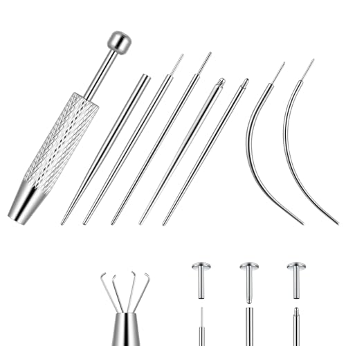 AOOSA 16G 18G Piercing Set, 6 Stück Piercing Taper, Edelstahl Piercing-Kugelgreifer Set für Ohr Nase, Lippe, Bauch, Zunge