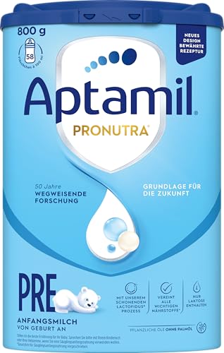 Aptamil Pronutra PRE – Anfangsmilch von Geburt an, Mit DHA, Nur Laktose, Ohne Palmöl, Babynahrung, Milchpulver, 1x 800 g