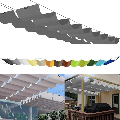Einziehbares Sonnensegel, nach Maß Pergola Markise Verstellbar Schattenabdeckung 95% UV-Schutz & reißfest Inkl. Montageseilen für Terrasse/Pergola 1x2m Dunkelgrau