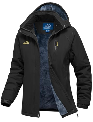 YSENTO Damen Winterjacke Wasserdicht Skijacke Softshelljacke Warm Gefüttert Winddicht Outdoor Snowboardjacke(Schwarz,M)