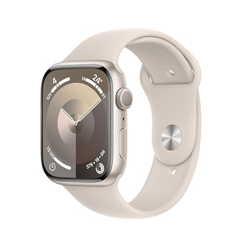 Apple Watch Series 9 [GPS, 45mm] - Polarstern Aluminiumgehäuse mit Polarstern Sport Band, S/M (Generalüberholt)