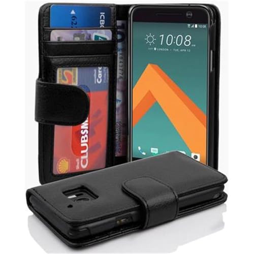 Cadorabo Hülle kompatibel mit HTC ONE M10 aus Premium Kunst Leder Flip Klappbare Stoßfeste Magnetische [Standfunktion] [Kartenfächern] Cover Hülle für HTC ONE M10 Tasche in Schwarz