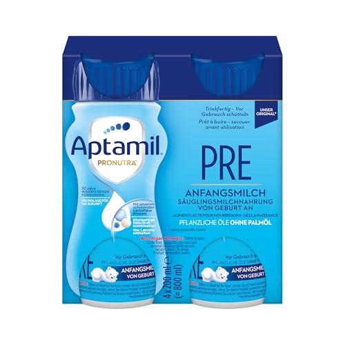 Aptamil Pronutra Pre – Anfangsmilch von Geburt an – Mit pflanzlichen Ölen ohne Palmöl – 6 x 4 x 200 ml