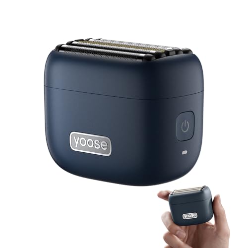 Yoose MINI 5 Rasierer Herren Elektrisch Bart Trimmer, Elektrischer Elektrorasierer Mann Nassrasierer Trockenrasierer, IPX7 Wasserdicht, Wiederaufladbar mit USB C, 100 Min Laufzeit, Blau