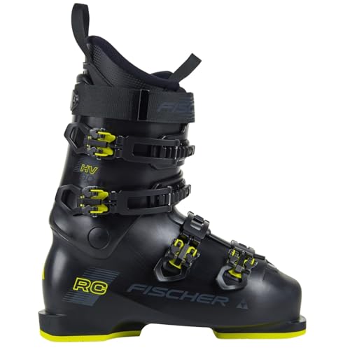 Fischer Skischuhe Skistiefel RC90 - Flex 90 - Alpinskischuhe Alpin-Skistiefel Alpinstiefel - Größe: MP28/28.5 - schwarz/gelb - breite Passform - für Fortgeschrittene und Gute Fahrer