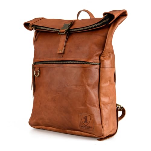 Berliner Bags Vintage Rucksack Utrecht XL aus Leder, Fahrradrucksack mit Laptopfach für Damen und Herren - Braun