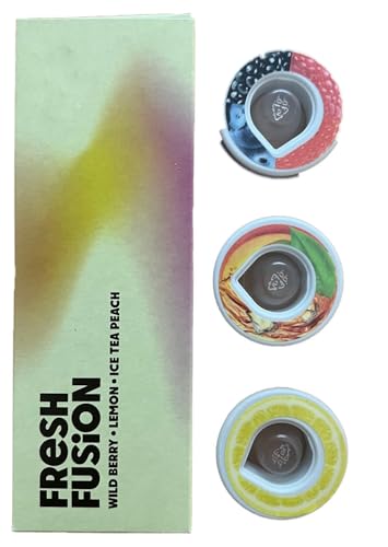 3 x Air Up Pod Original, Duft Pods Fresh Fusion Probierpaket, Zubehör für Trinkflasche, aromatisierte Pads, natürliche Aromen, 0 Kalorien, ohne Zucker (Eisstee, Wildbeere, Zitrone)