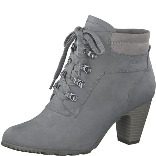 s.Oliver Damen Schnürstiefel mit Absatz Elegant Bequem, Grau (Grey), 38 EU