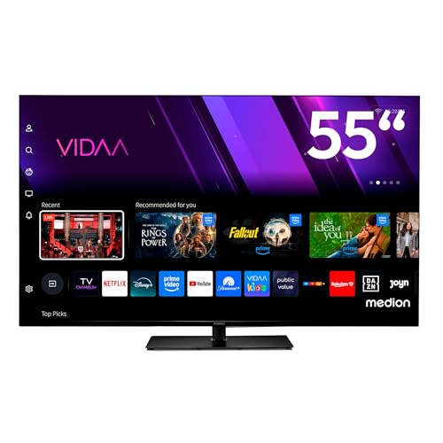 MEDION 138,8 cm (55 Zoll) Fernseher (Smart-TV, Dolby Vision HDR, VIDAA Store, Prime Video, Disney+, DAZN, Paramount+, HbbTV, PVR, Bluetooth, MD 855300)