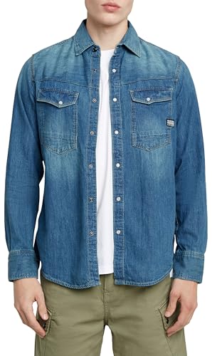 G-STAR Herren Dakota Slim Hemd, Blau (Faded Cricket Blue D23616-D252-D891), L