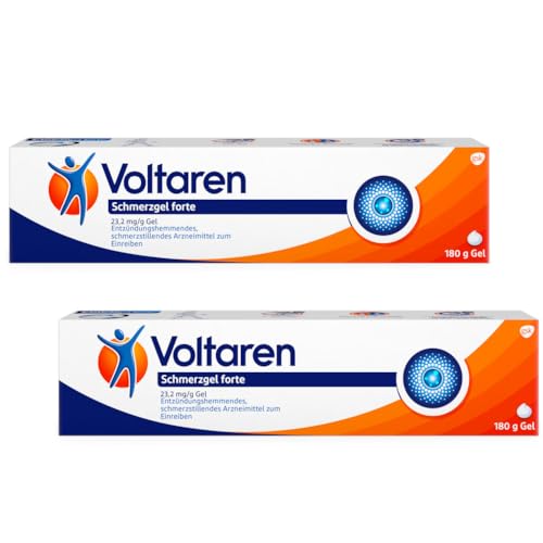 Voltaren Schmerzgel forte Doppelpack - 2x 180g entzündungshemmendes und schmerzstillendes Gel zum einreiben mit 23,2 mg/g Diclofenac