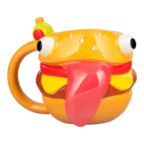 Paladone Fortnite Durrr Burger geformter Becher 450ml, offiziell lizenzierte Neuheit Gaming Keramik Kaffeetasse für Tee, heiße Schokolade und mehr, Geschenk für Jungen