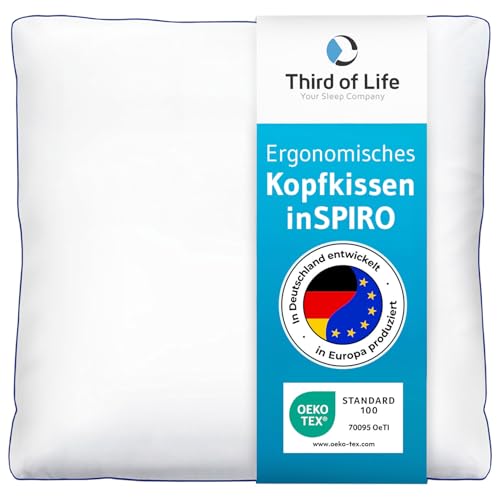 Kopfkissen 80x80 inSPIRO, Premium Kissen von Schlafexperten entwickelt, Ergonomisches Schlafkissen für Seitenschläfer, Rückenschläfer, Bauchschläfer, Ideales HWS Nackenstützkissen, Pillow Made in EU