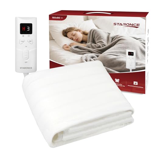 staronce Heizdecke 150x80 cm, Heizunterbett, Wärmeunterbett mit 10 Heizstufen, Abschaltautomatik, Überhitzungsschutz, Maschinenwaschbar für wohlige Wärme Wärmedecke