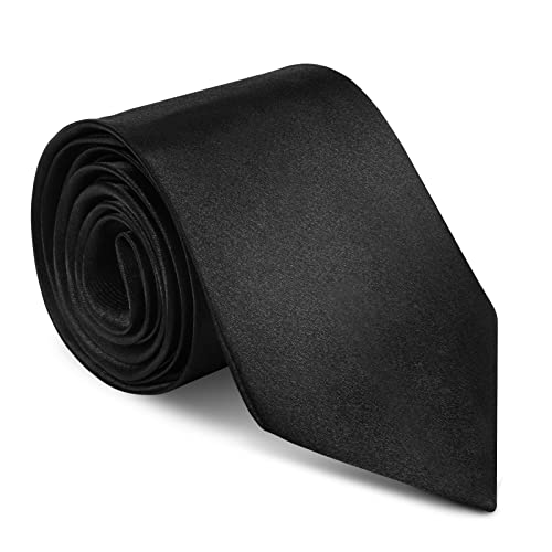URAQT Herren Krawatten, Satin Elegant Krawatte 8 cm für Herren, Klassische Hochzeit Krawatte für Büro oder Festliche Veranstaltungen(Schwarz)