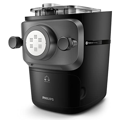 Philips 7000 Serie PastaMaker, Perfekte Nudeln Selbstgemacht, Automatisches Wiegen, 8 Pastasorten, Einfache Reinigung, bis zu 8 Portionen, ProExtrude-Technologie, Vegan, Glutenfrei, Schwarz(HR2665/93)
